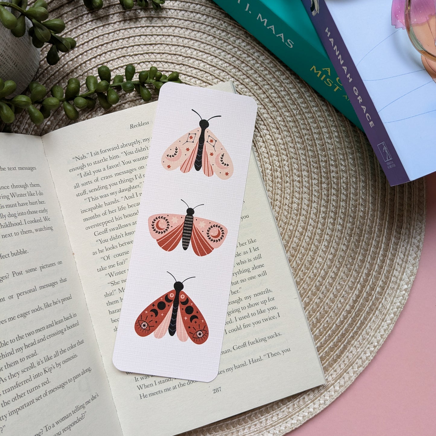 Moths Linen Card Bookmark