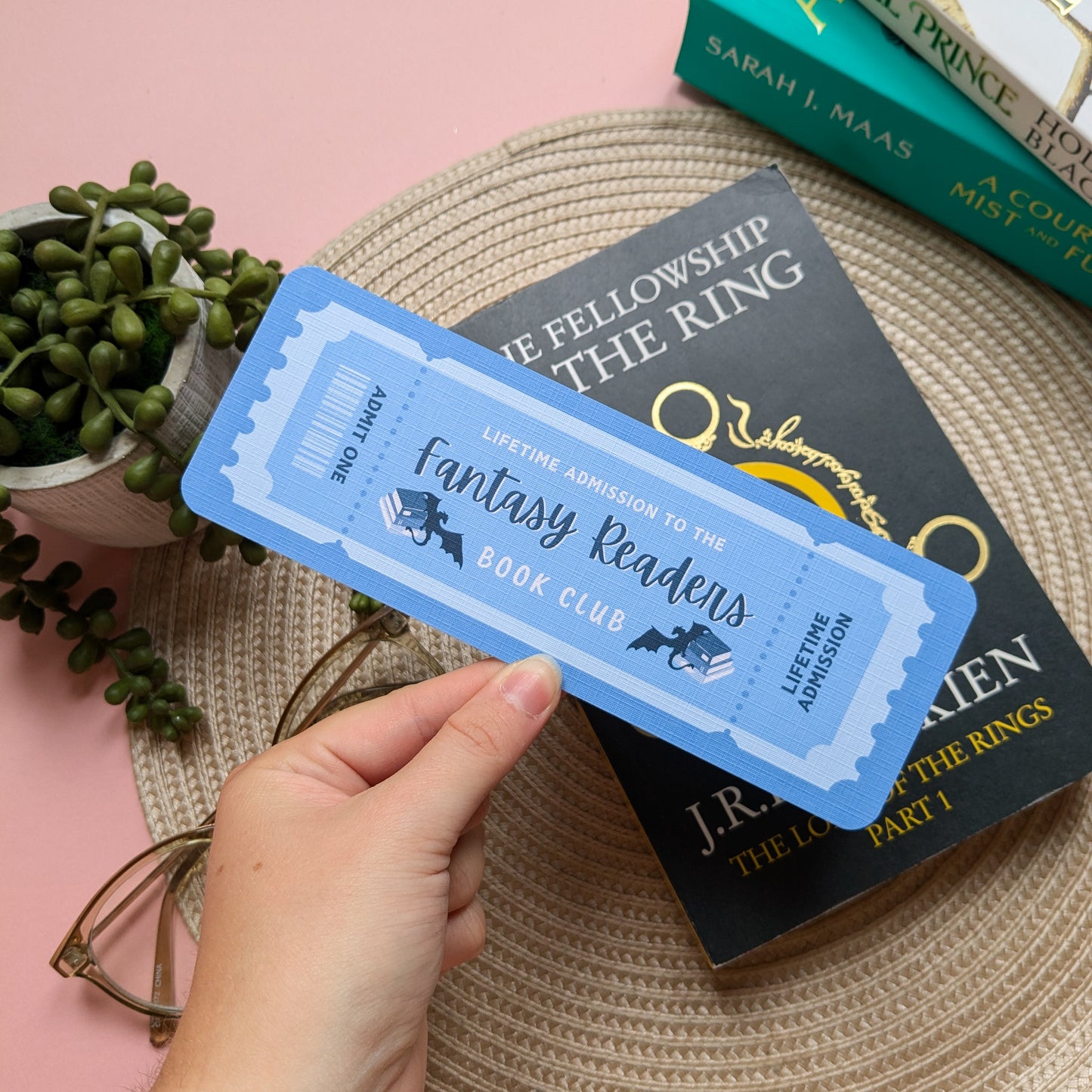 Fantasy Readers Book Club Linen Card Bookmark