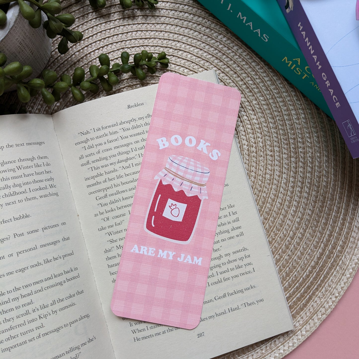 Books Are My Jam Linen Card Bookmark