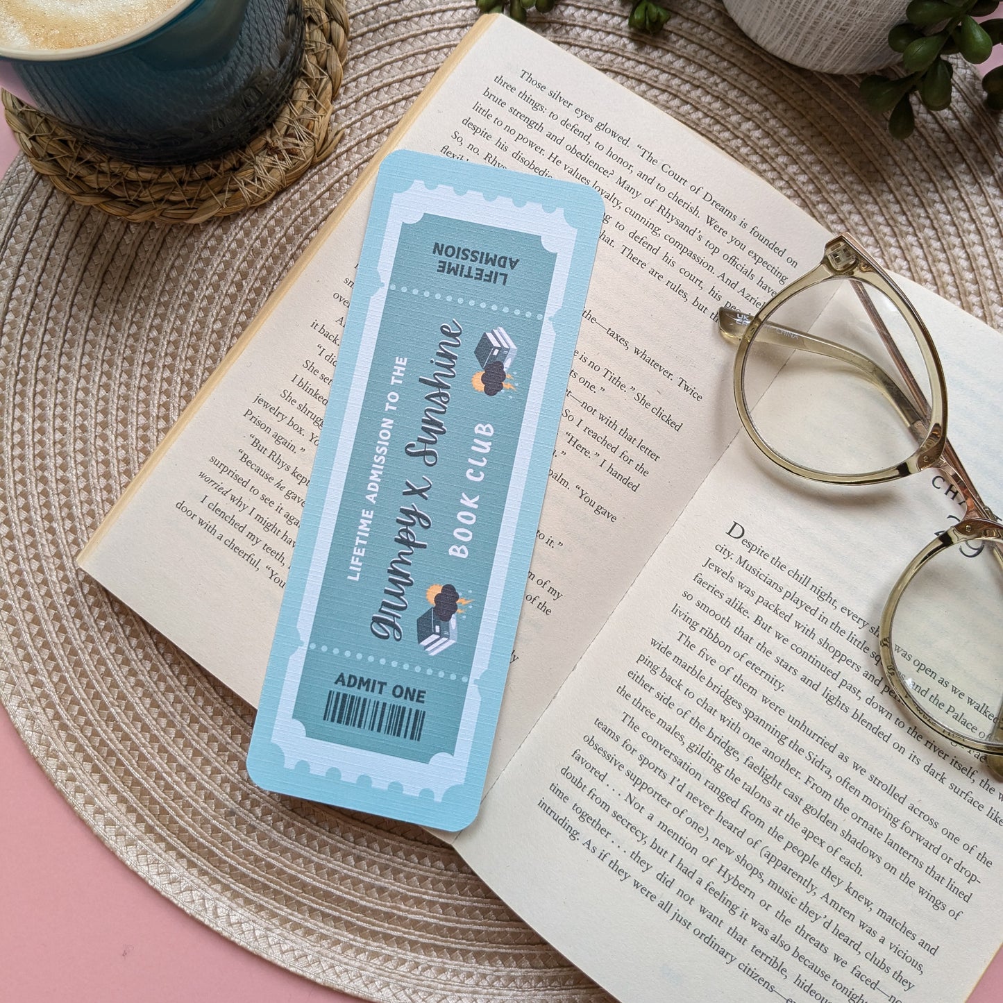 Grumpy X Sunshine Book Club Linen Card Bookmark