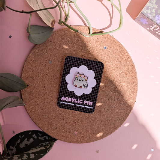Flower Crown Pidgie Acrylic Pin Badge