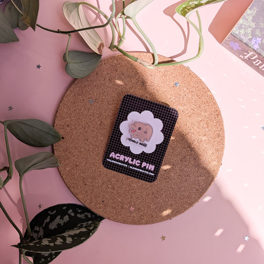 Female Rage Pygmy Hippo Acrylic Pin Badge