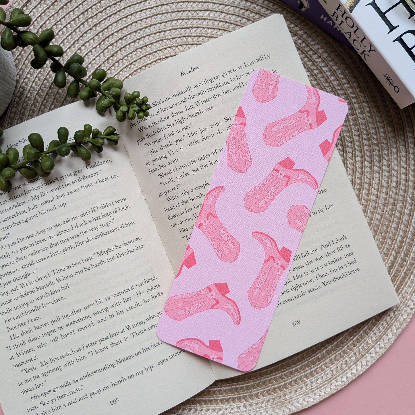 Cowgirl Boots Linen Card Bookmark