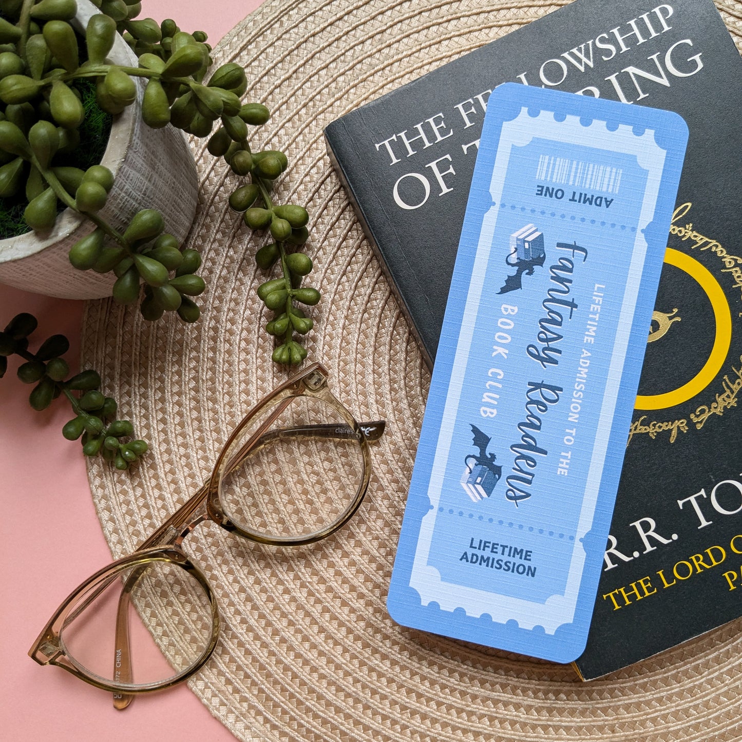 Fantasy Readers Book Club Linen Card Bookmark