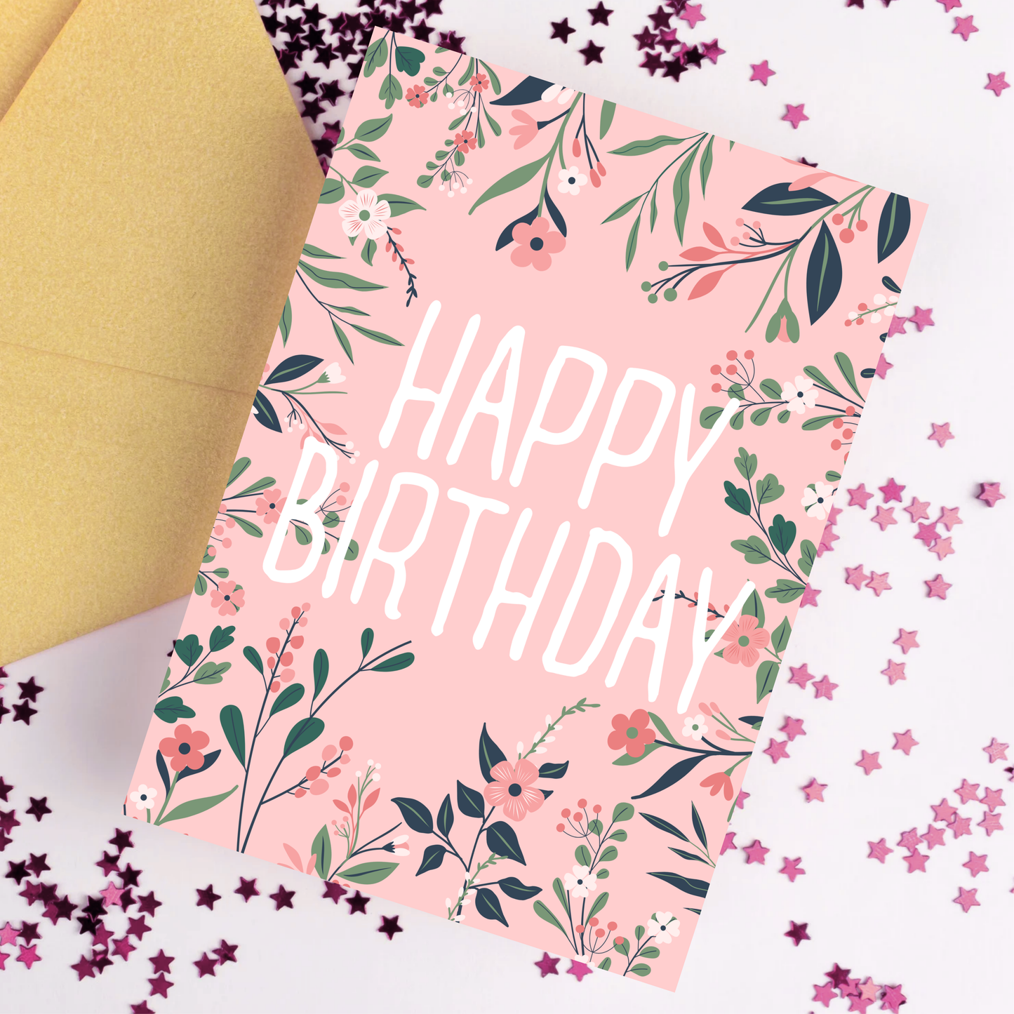 Floral Happy Birthday Card