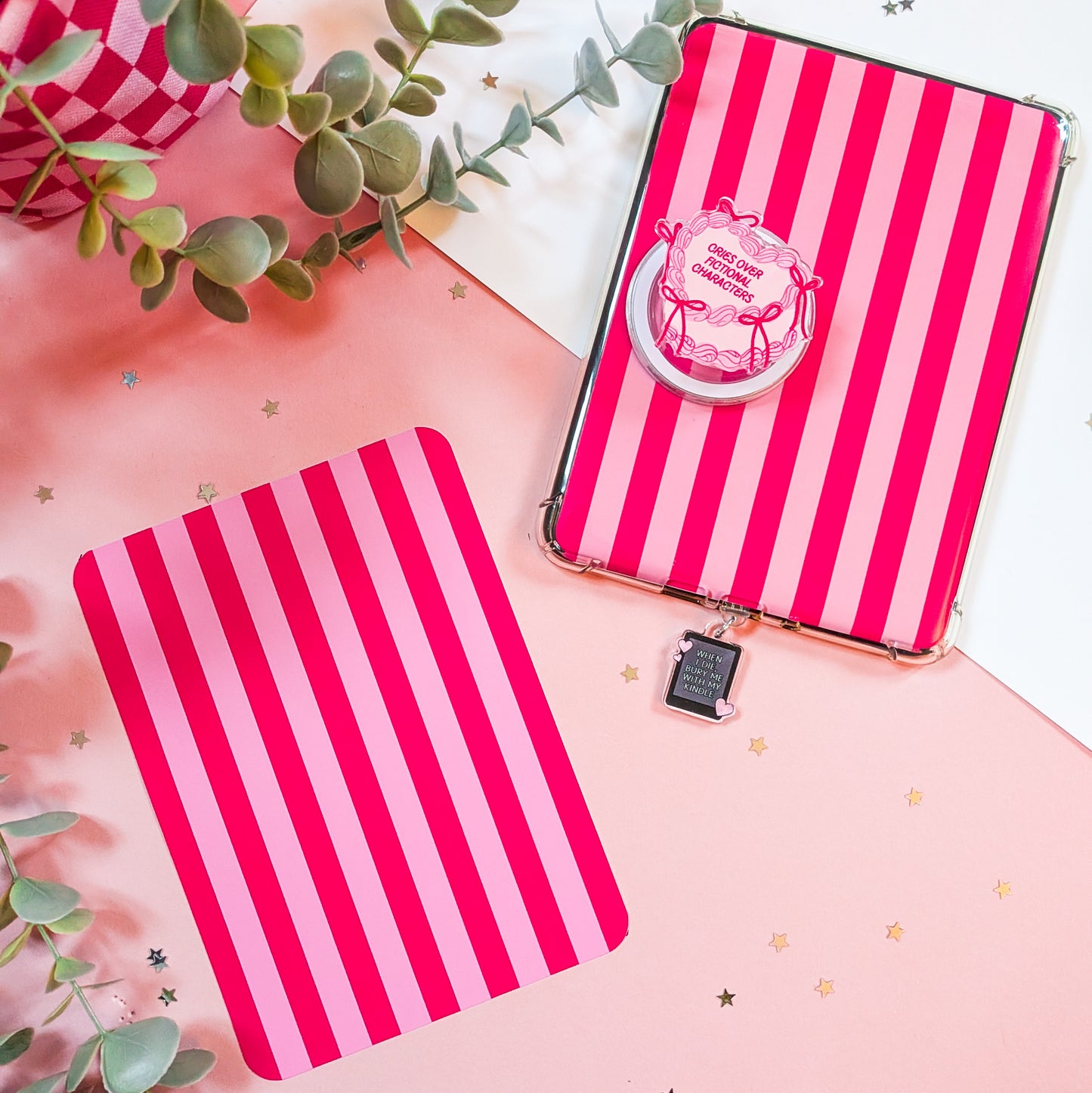Pink and Red Striped Kindle Insert