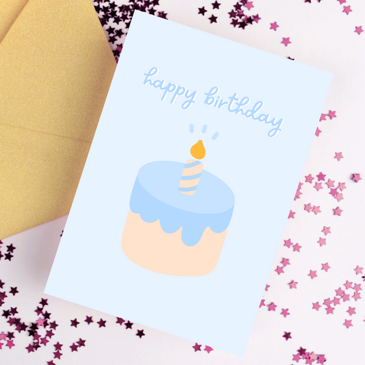 Blue Birthday Cake Card