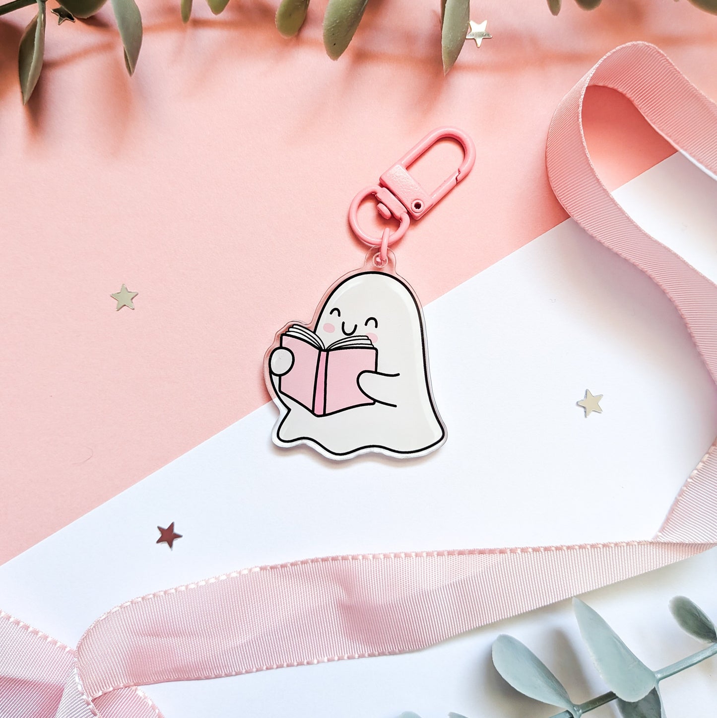 Bookish Ghostie Acrylic Keychain