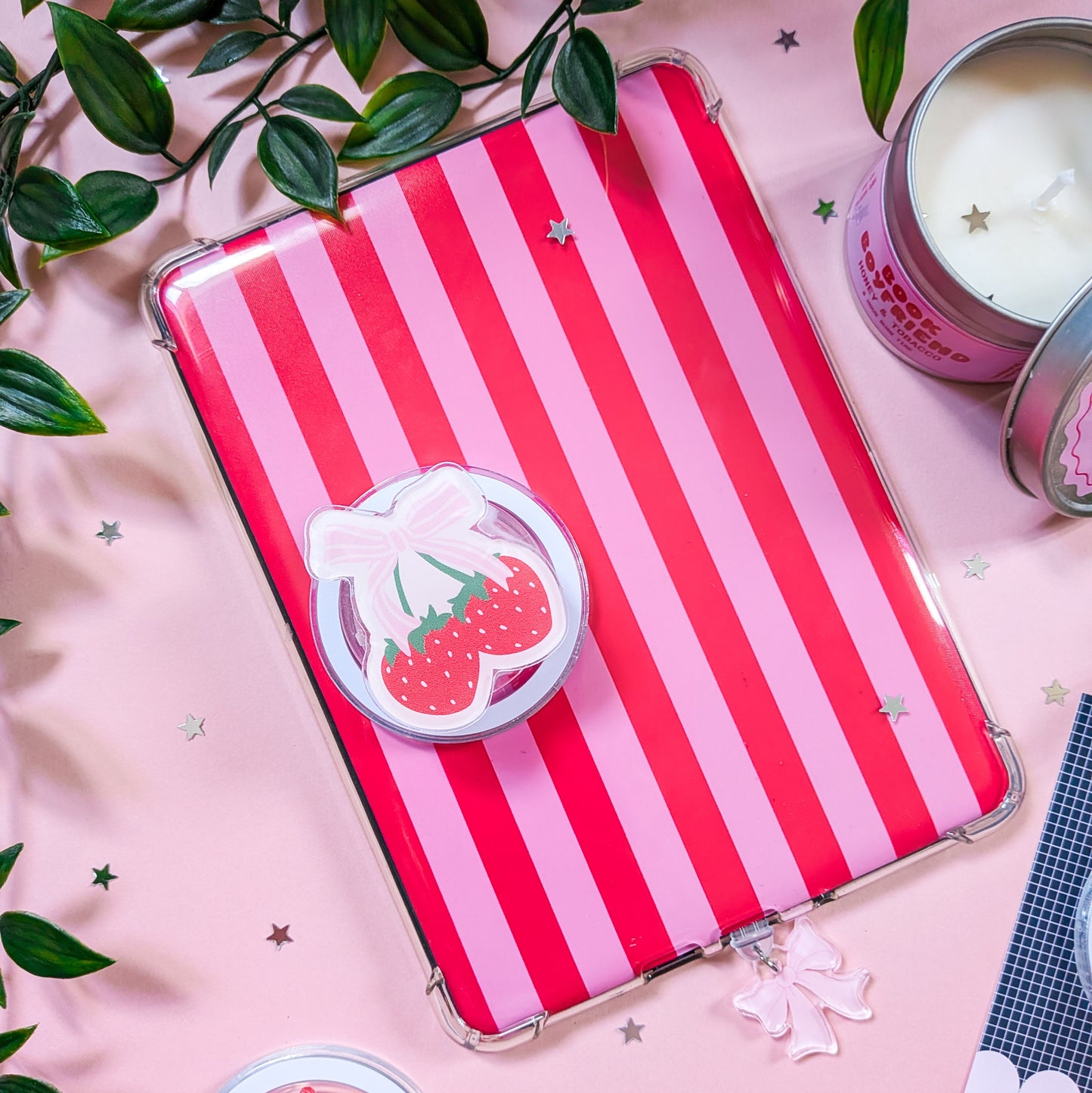 Cute Coquette Strawberries Magnetic Kindle/Phone Grip