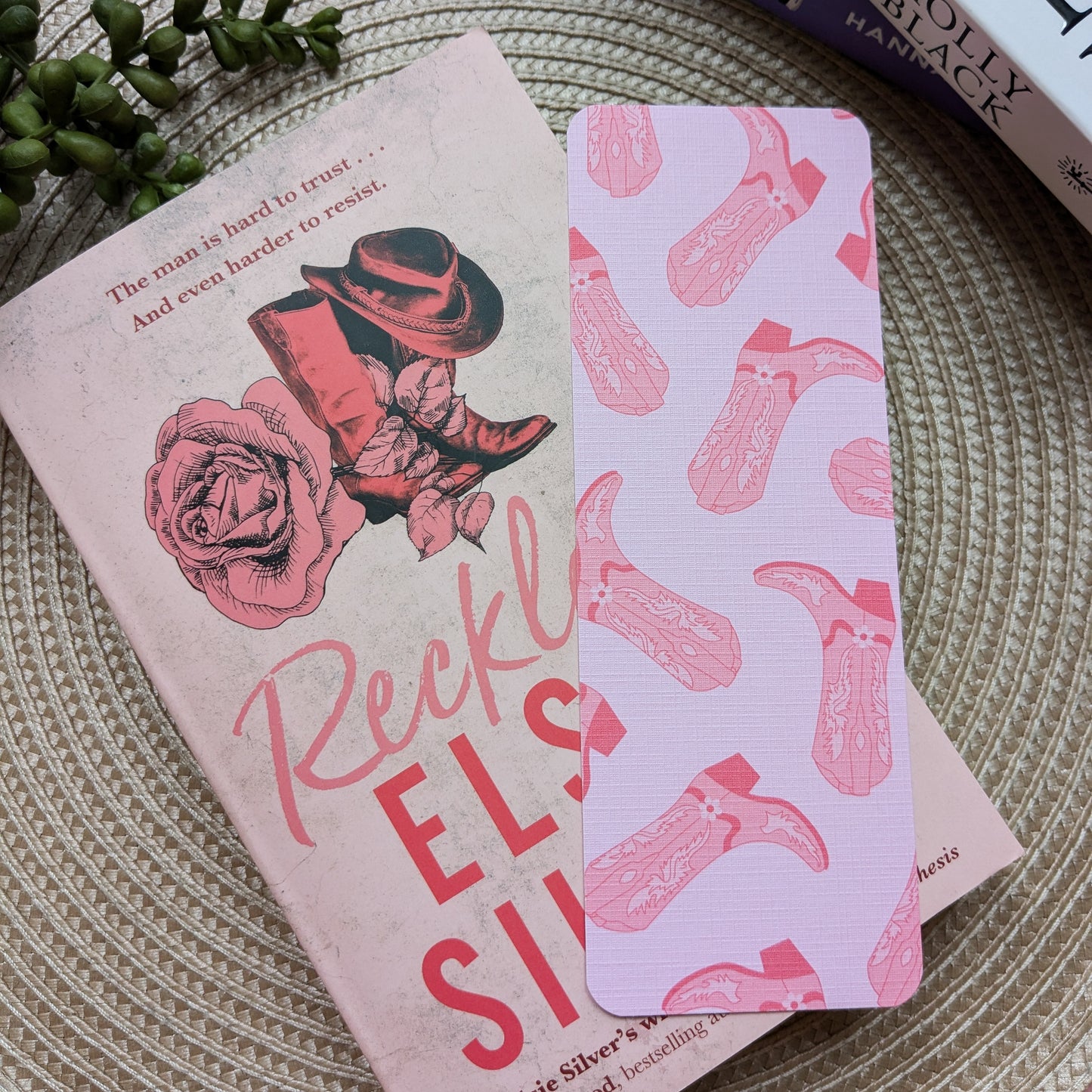 Cowgirl Boots Linen Card Bookmark