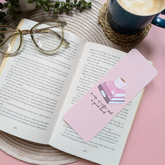 A Cup Of Coffee And A Good Book Linen Card Bookmark