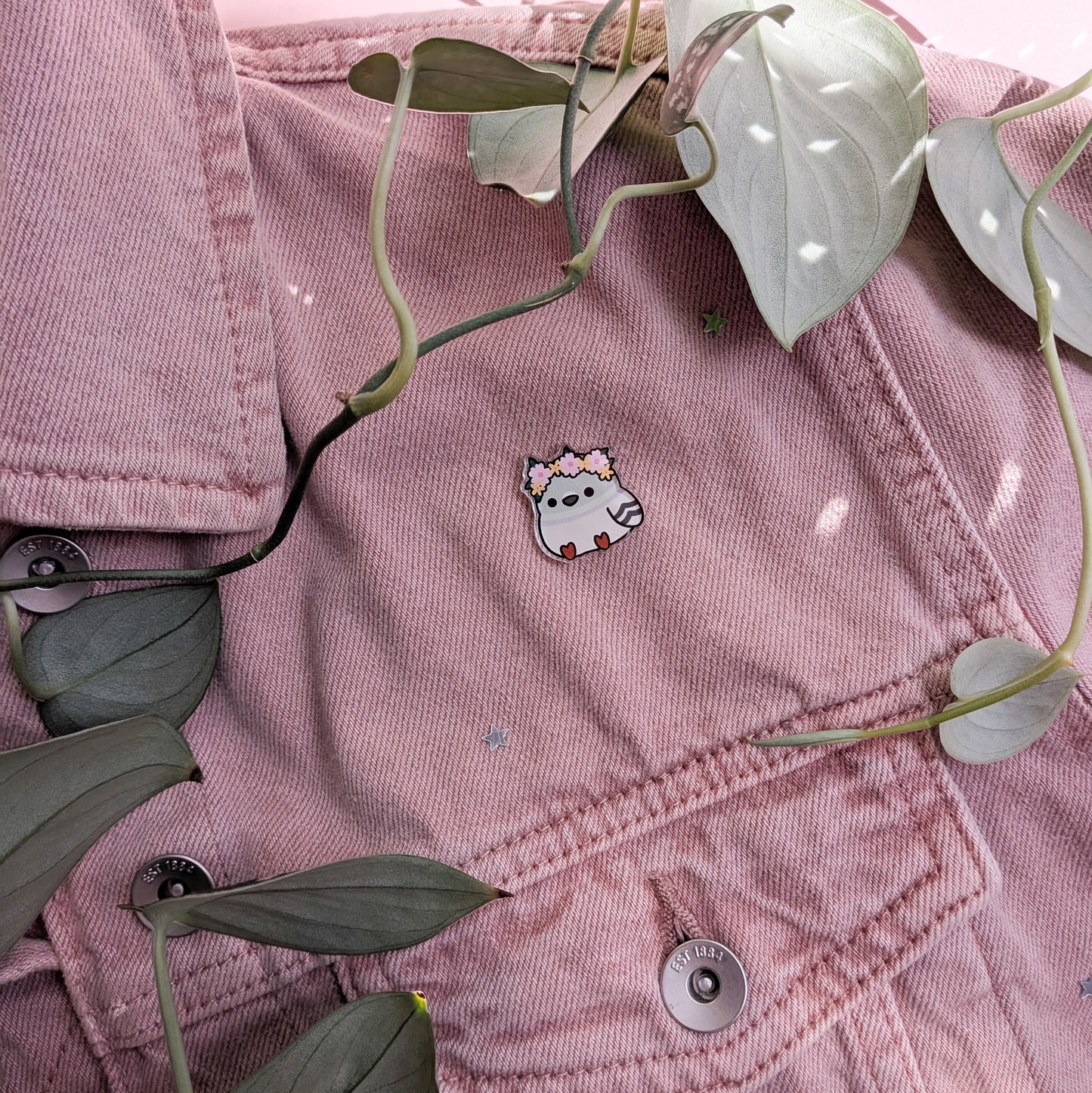 Flower Crown Pidgie Acrylic Pin Badge