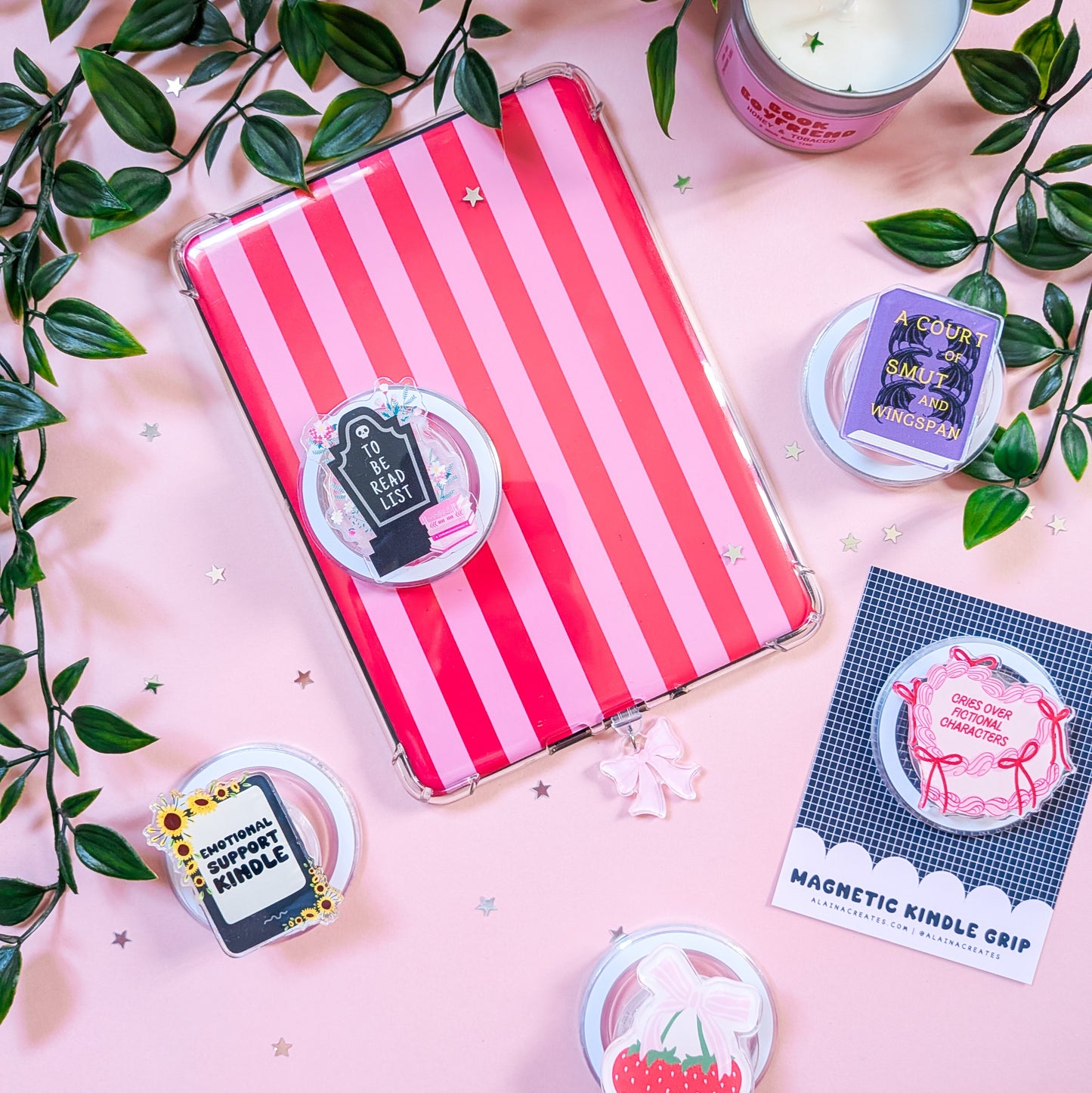 Cute Coquette Strawberries Magnetic Kindle/Phone Grip