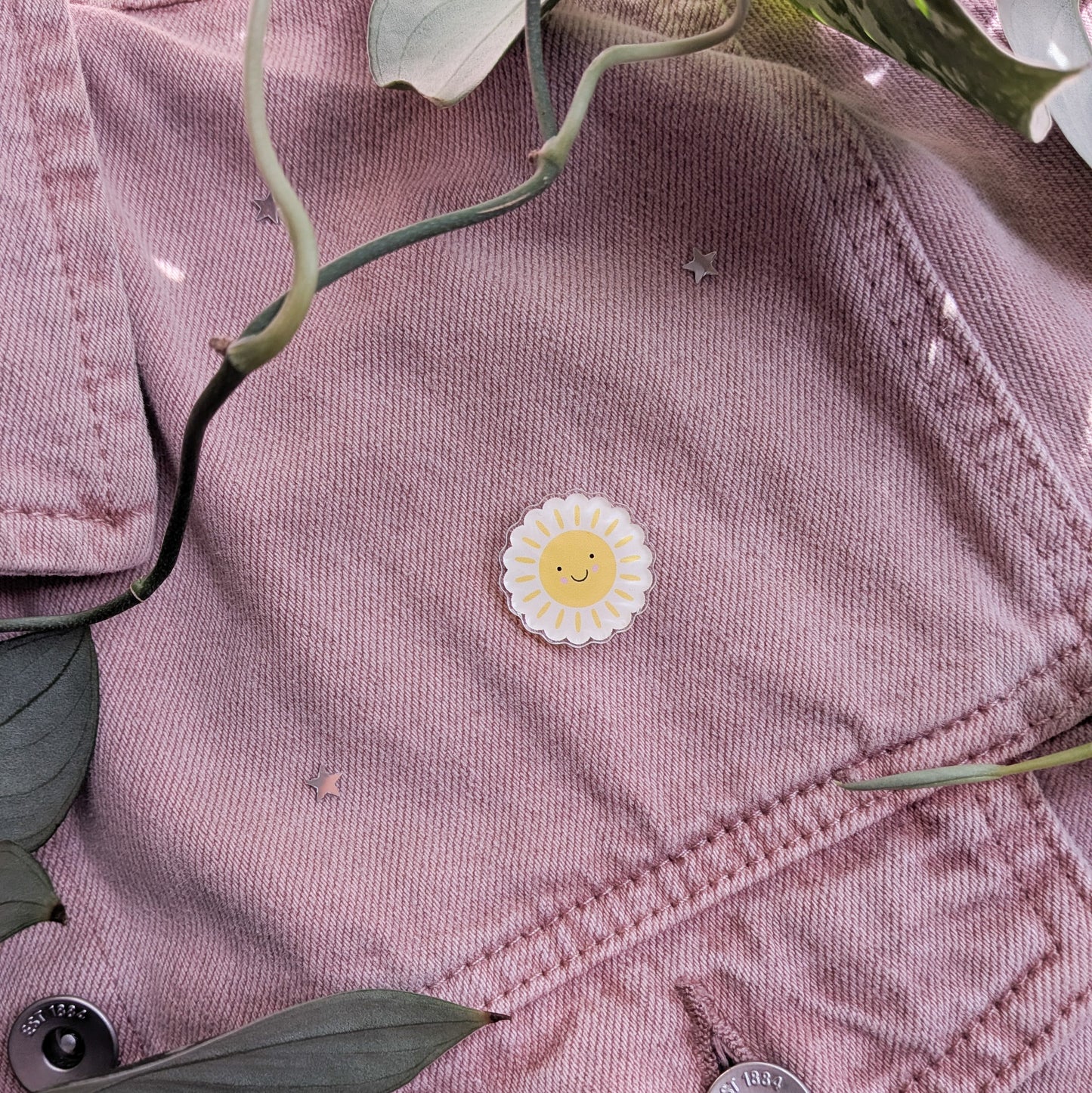 Smiley Sunshine Acrylic Pin Badge