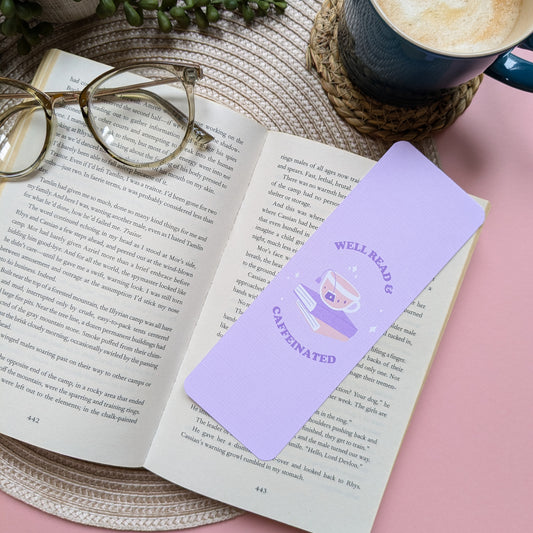 Well Read & Well Caffeinated Linen Card Bookmark