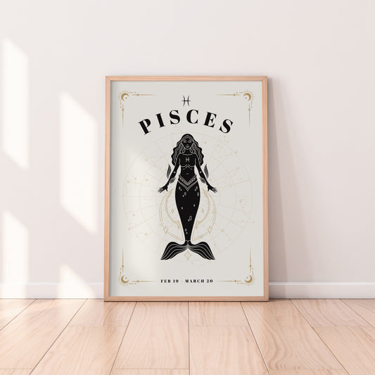 Celestial Woman Pisces Zodiac Print