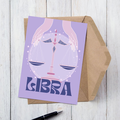 Libra Zodiac Birthday Card