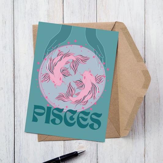 Pisces Zodiac Birthday Card