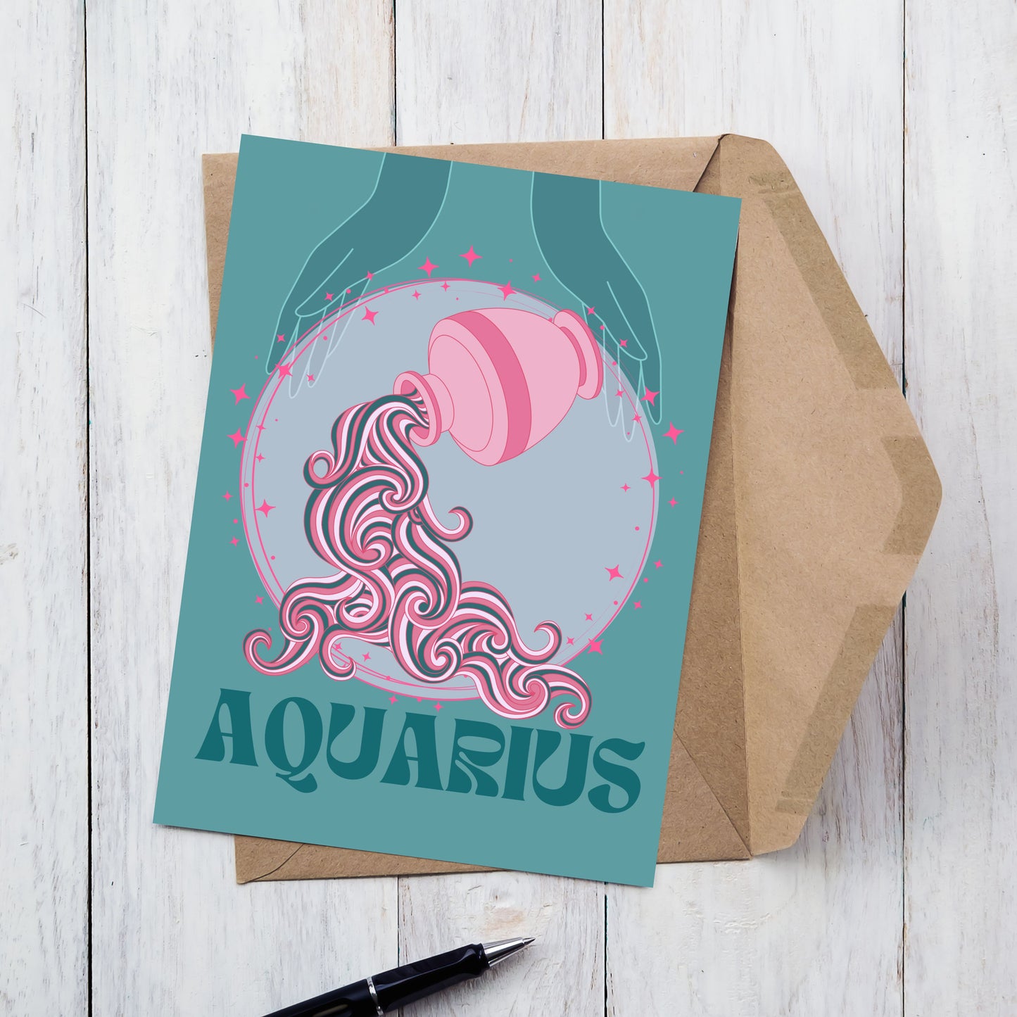 Aquarius Zodiac Birthday Card