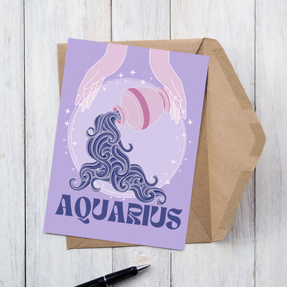 Aquarius Zodiac Birthday Card