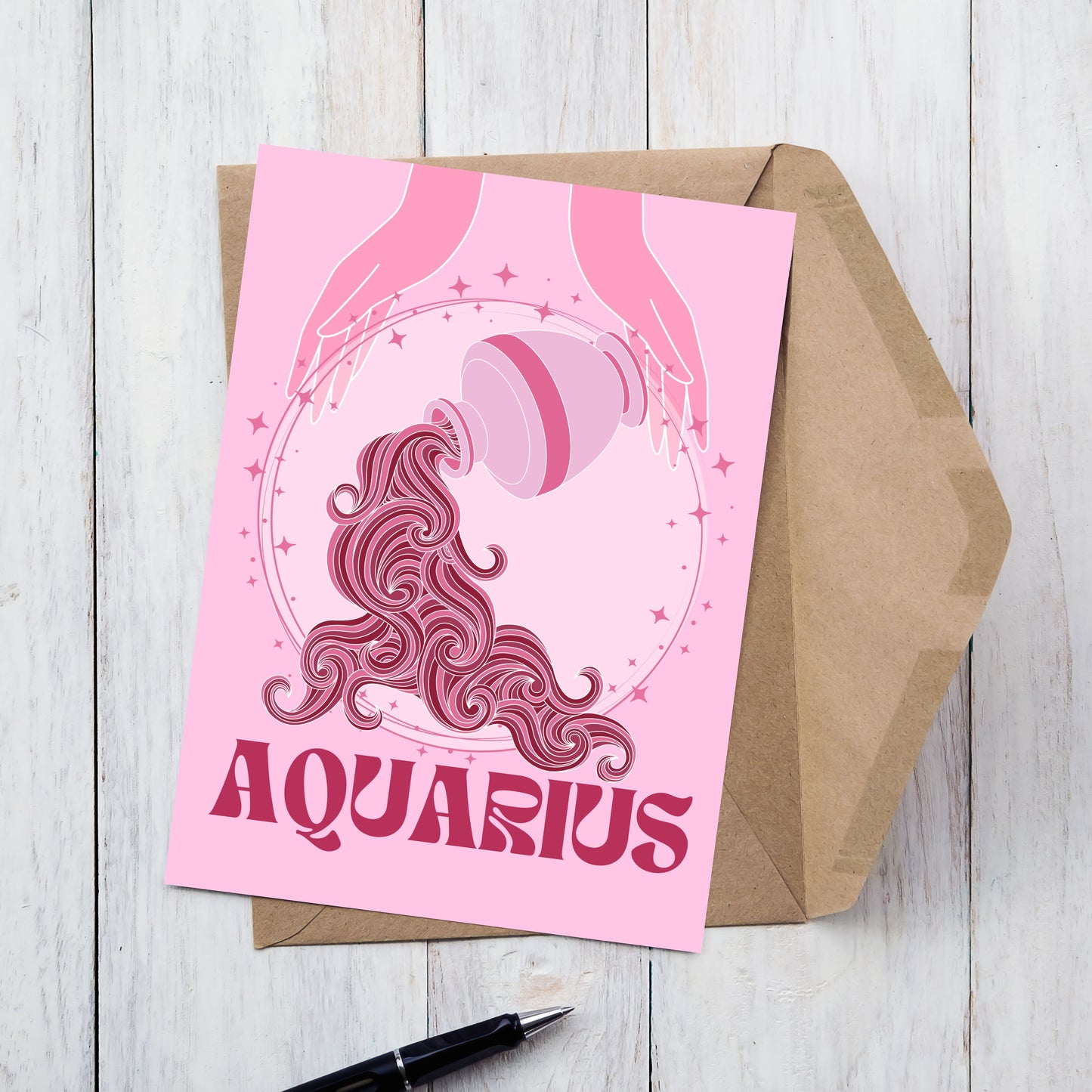 Aquarius Zodiac Birthday Card