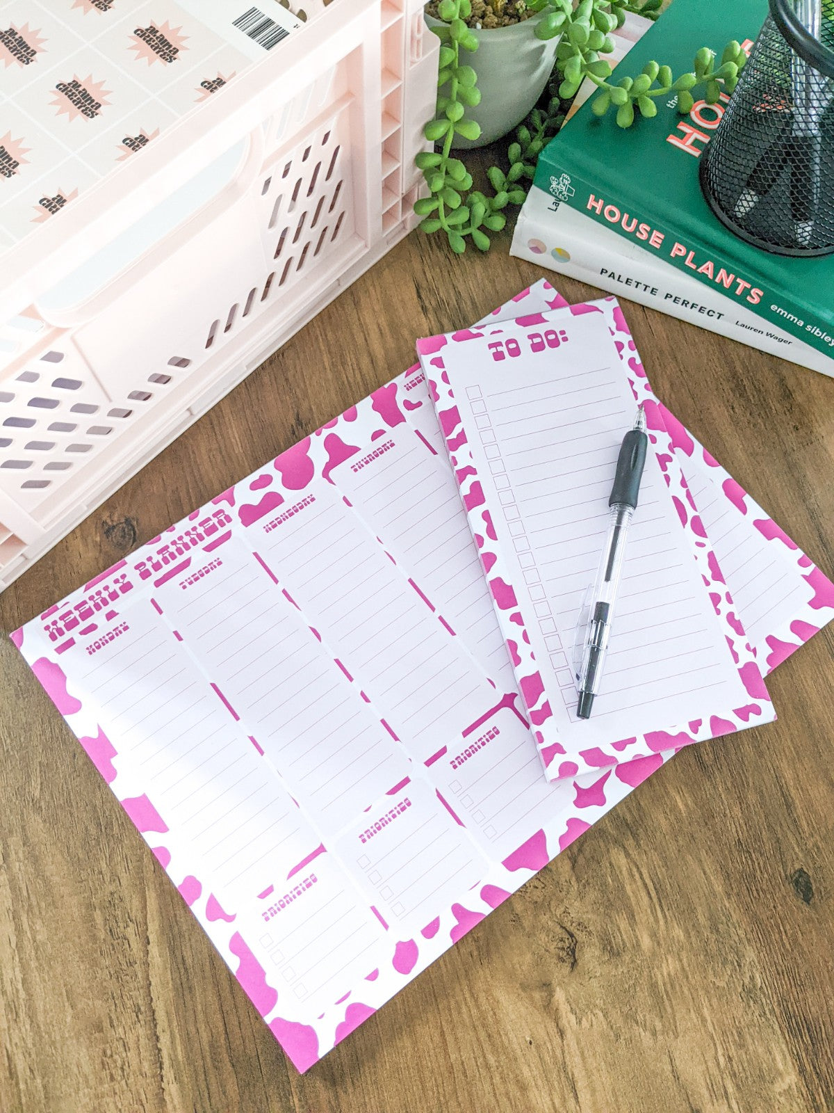 Pink Cow Print Notepad Bundle