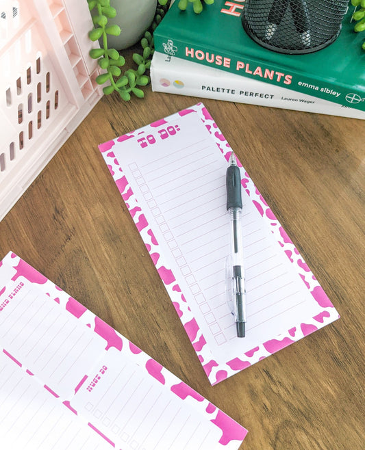 Pink Cow Print To Do List Notepad