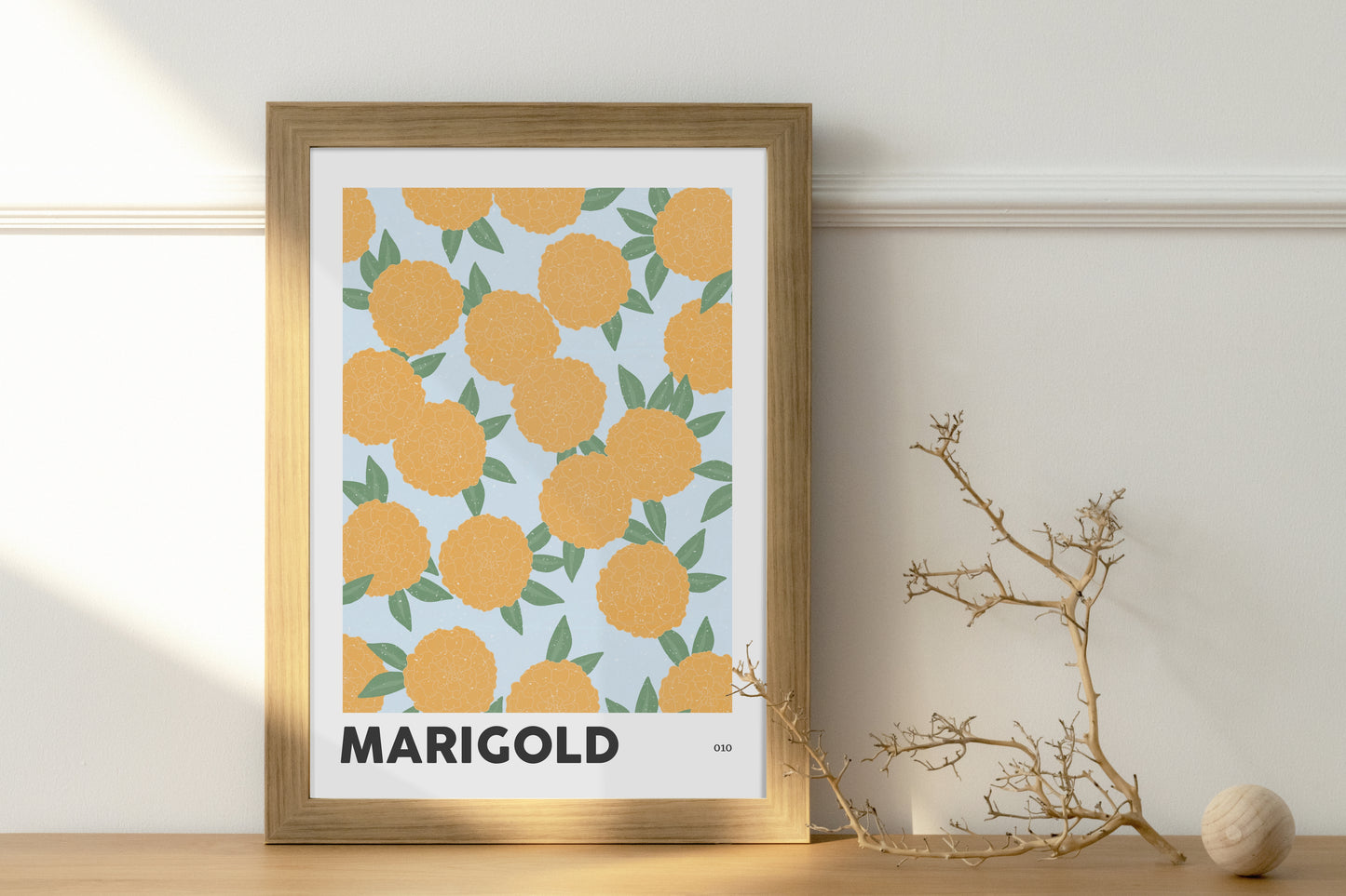 Marigold October Birth Flower Print