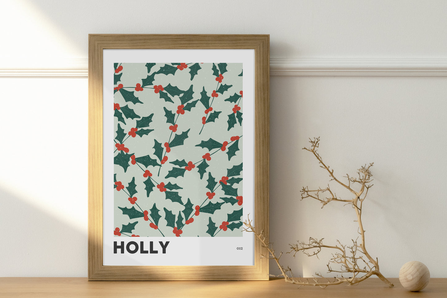 Holly December Birth Flower Print