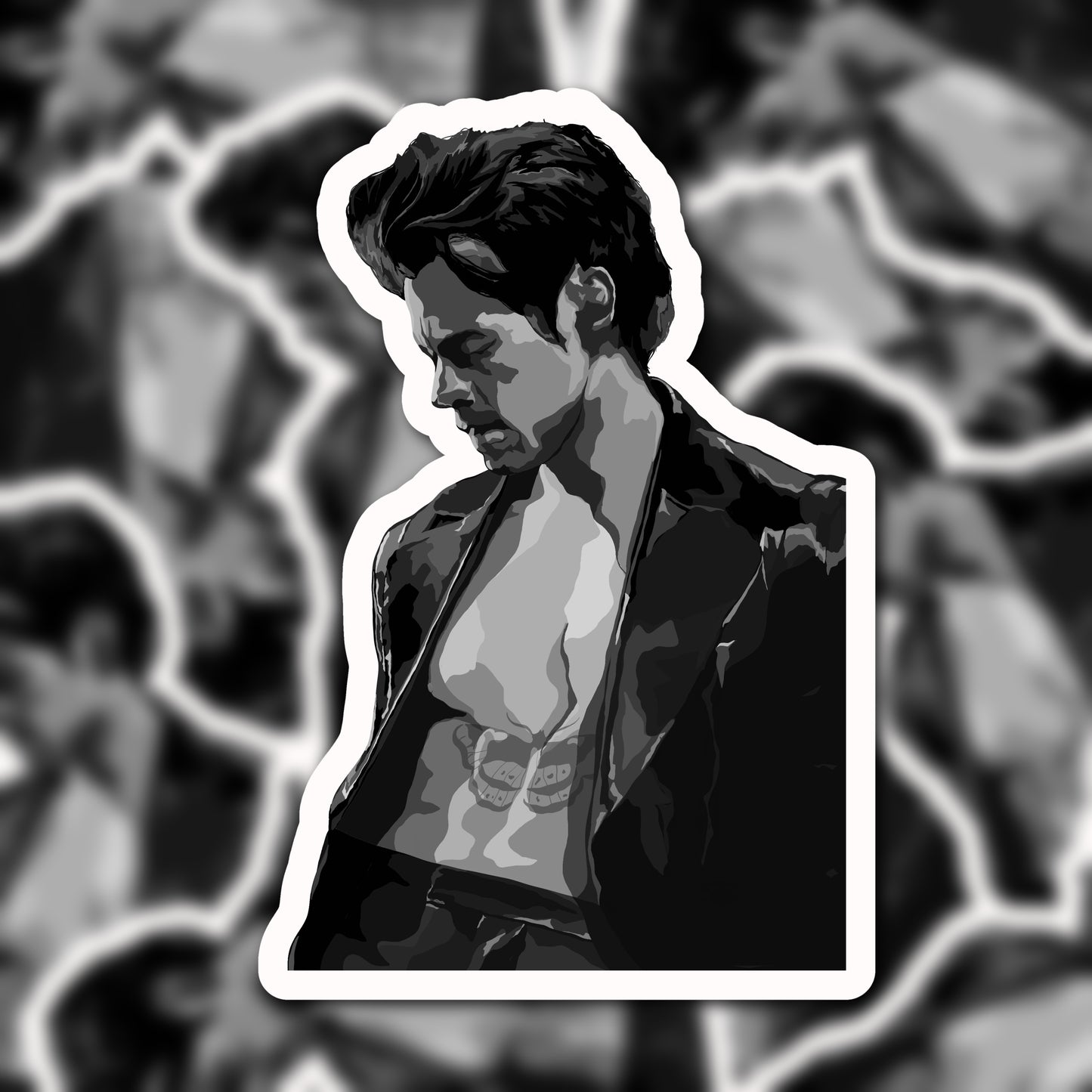 Harry Styles Black And White Sticker